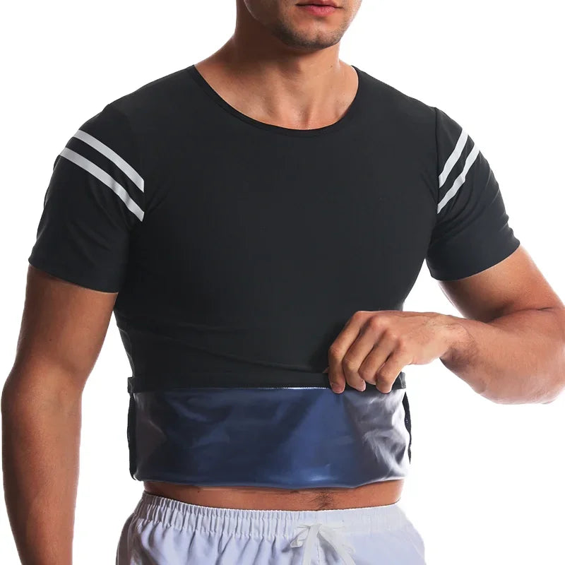 Men Sauna Sweat Shirt Heat Trapping Compression Vest Waist Trainer Gym Workout Shirts Slimming Body Shaper Weight Loss Tank Tops