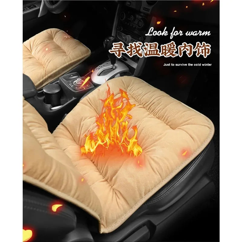 New car seat cushions, autumn and winter universal plush anti-slip seat cushions, 2 pieces of warm front seats