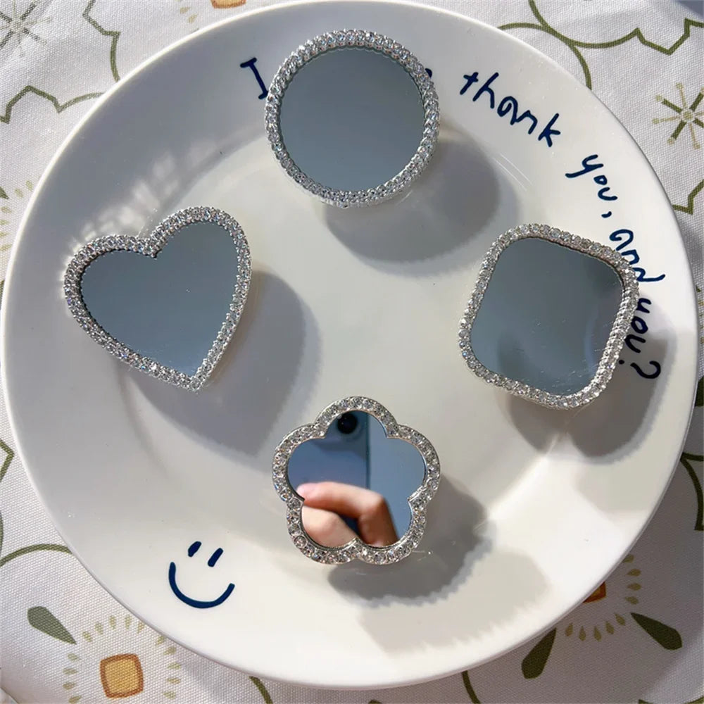 INS Korea 3D Diamond Mirror Griptok Bracket For iPhone 16 15 Lovely Macaron Universal Phone Holder Ring Support Stand Grip Tok