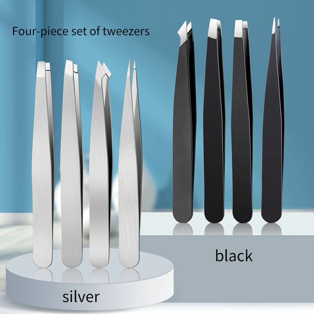 4PCSTweezers Suit-Professional Stainless Steel Eyebrow Tweezers-Very Precise Removal Of Facial Hair, Debris And Endogenous Hair