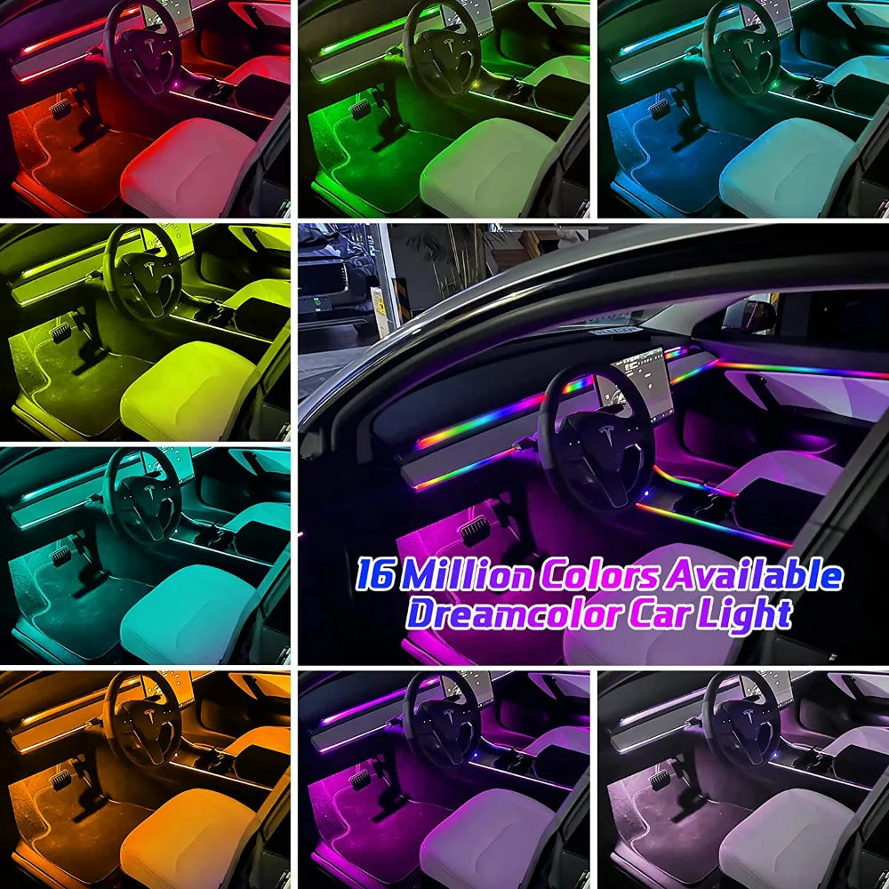 Universal Acrylic Neon LED Car Interior Ambient Lights Strip for Car APP  Guide Fiber Optic RGB Auto Decoration Atmosphere Lamp