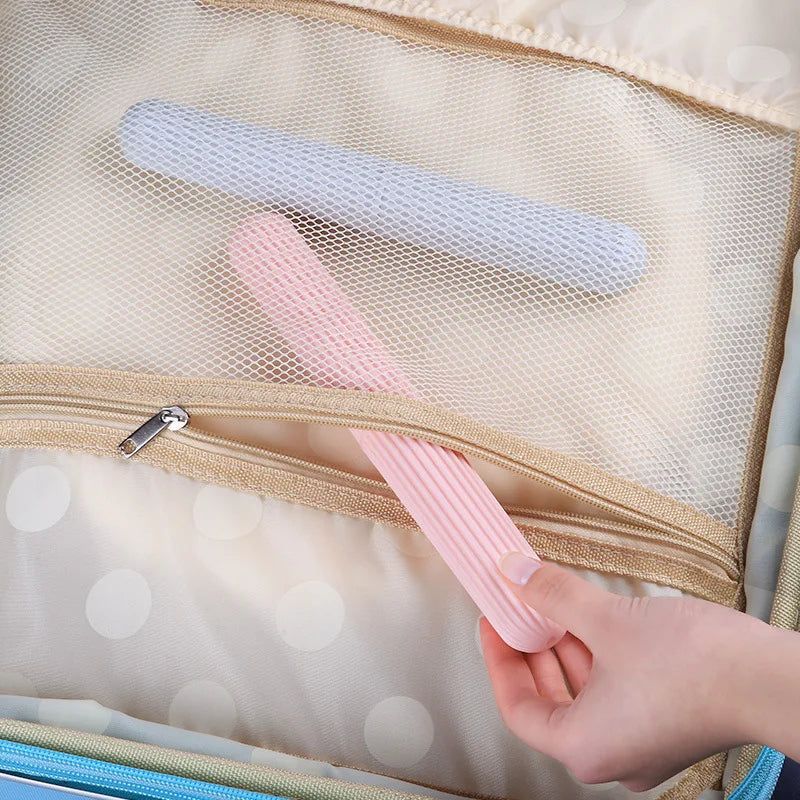 Portable Toothbrush Box Plastic Toothbrush Storage Box Toothbrush Boxes Simple Stripes Travel Wash Toothbrush Cover