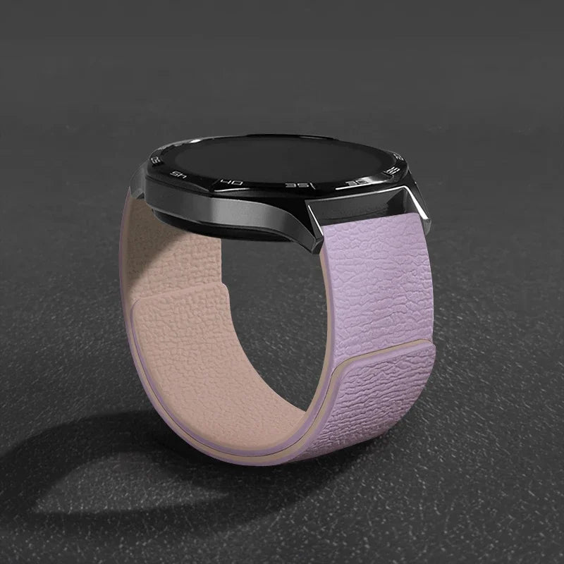 Magnetic Loop Strap For Samsung Galaxy Watch 7/6/5/4 Classic Silicone Lychee pattern 18mm 20mm 22mm Bracelet HUAWEI GT3-4-5 Band