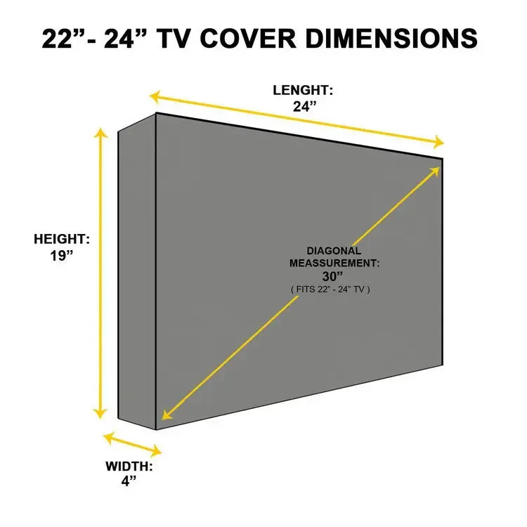 Outdoor TV Screen Dust Cover Black LCD Television Set Water Dust Resistant Protect Bag 24" 38" 42" 48" 52" 65inch