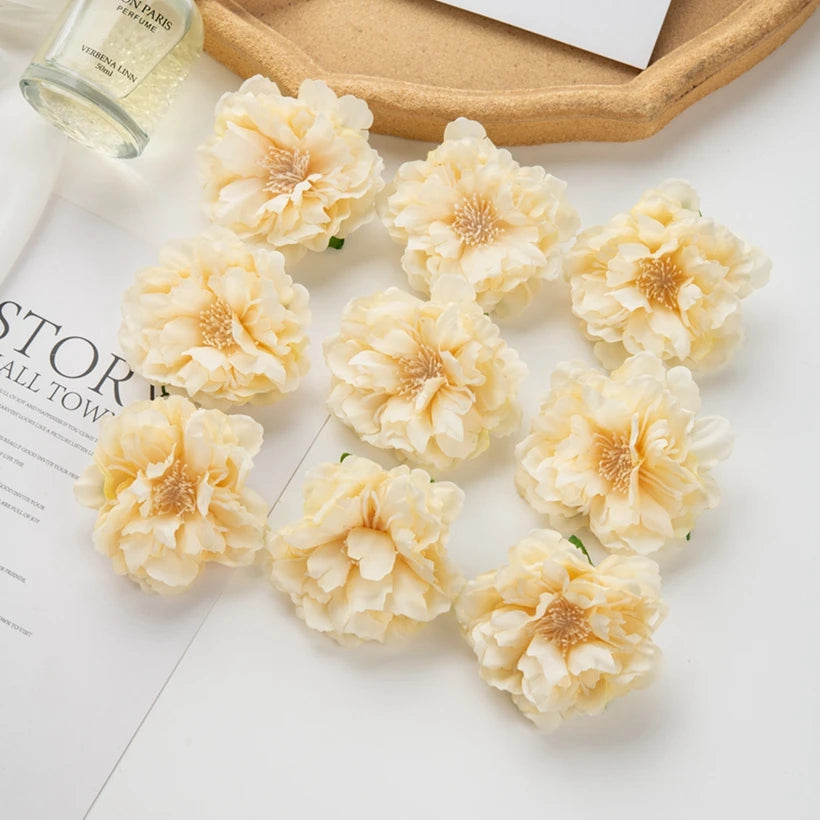 5/10pcs Artificial Flower Silk Peony Scrapbook Diy Home Vase Christmas Wreath Wedding Wall Decoration Garden Arch Accessories