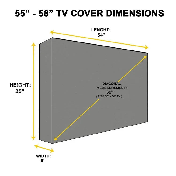 Outdoor TV Screen Dust Cover Black LCD Television Set Water Dust Resistant Protect Bag 24" 38" 42" 48" 52" 65inch