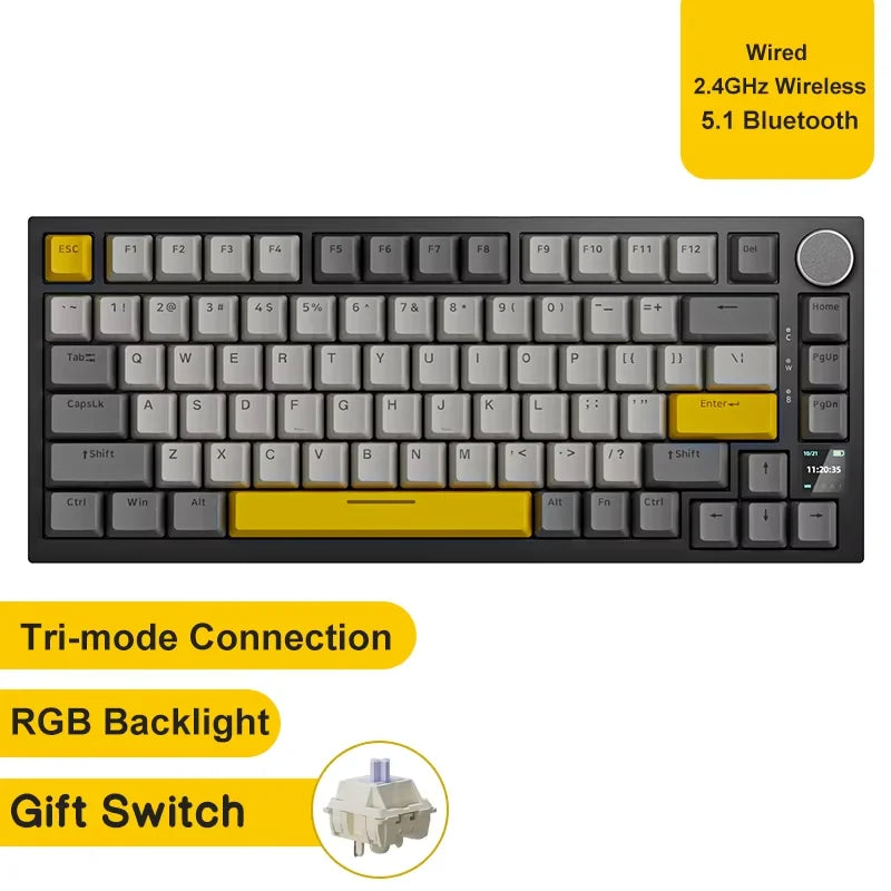 Ajazz AK820/AK820Pro gaming mechanical keyboard Bluetooth 5.1/Wireless/wired c custom keyboard with heat exchange sealed button