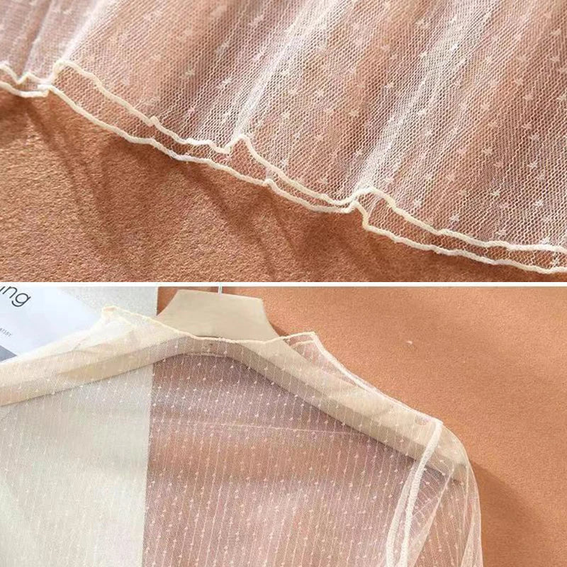 Sexy Women T Shirt See Through Mesh Blouses Long Sleeve Bottoming Shirts Turtleneck Spring Summer Sunscreen Tops Punk Club Tees
