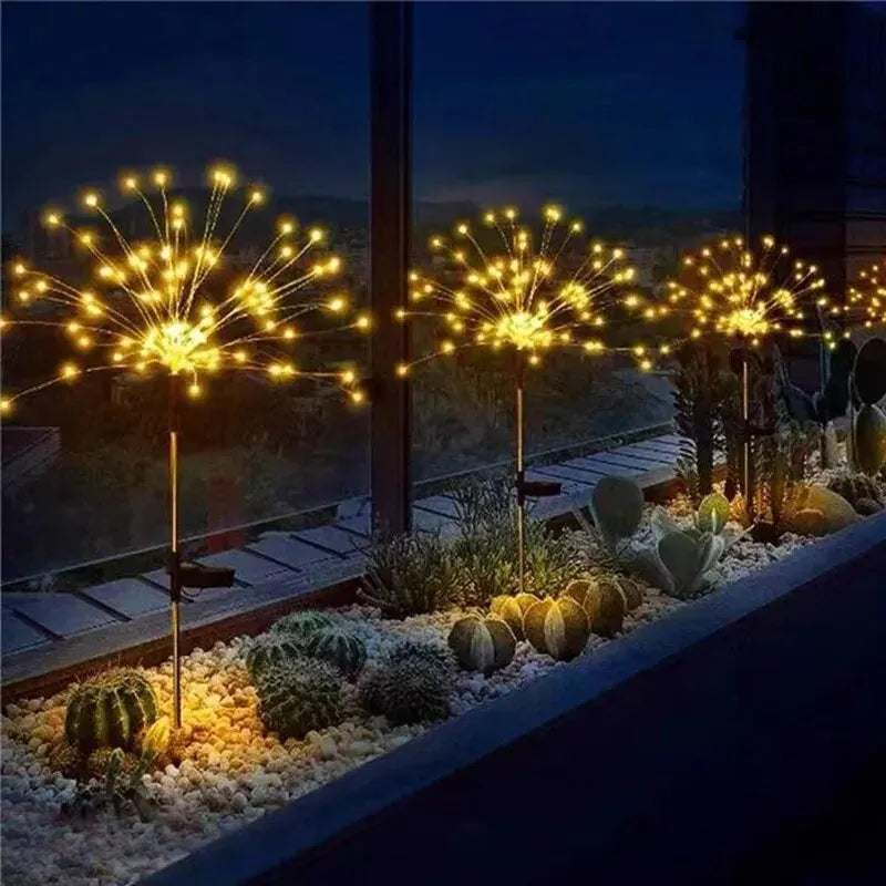 2Pcs Solar LED Firework Fairy Light Outdoor Garden Decoration Lawn Pathway Light For Patio Yard Party Christmas Wedding