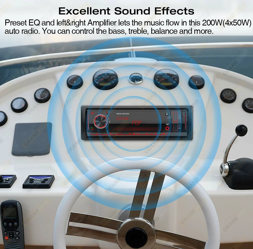 Grandnavi 1 Din MP3 Car Radio Audio Stereo FM Aux Input Receiver SD TF USB 12V In-dash Bluetooth Multimedia Auto Radio Player