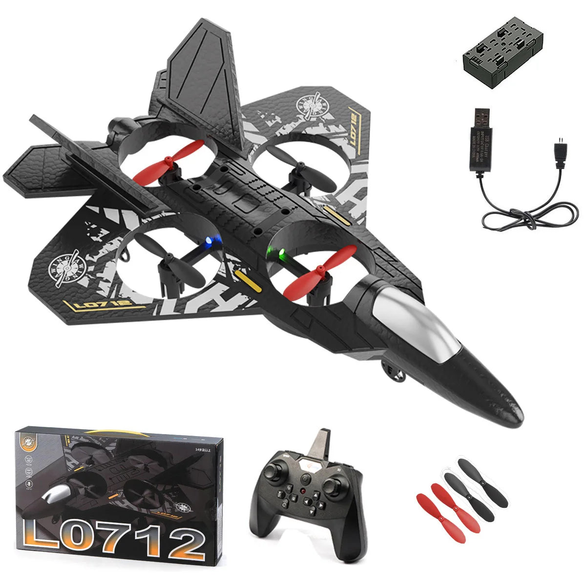 L0712 RC Plane 2.4G Remote Control Aircraft Gravity Sensing Aircraft Glider with Light EPP Foam Fighters for Boys Children