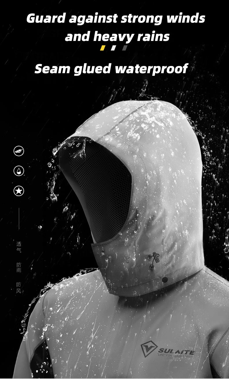 SULAITE Rain Suit Motorcycle Rain Gear Suit for Men & Women Jackets & Pants Reflective Waterproof Breathable Rainsuit