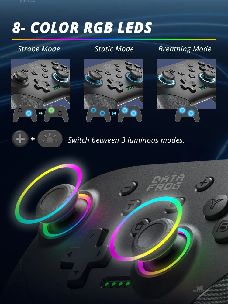DATA FROG Wireless Switch Pro Controller for Switch/Switch OLED Programmable Joystick for PC Gamepad for Switch Lite Controller