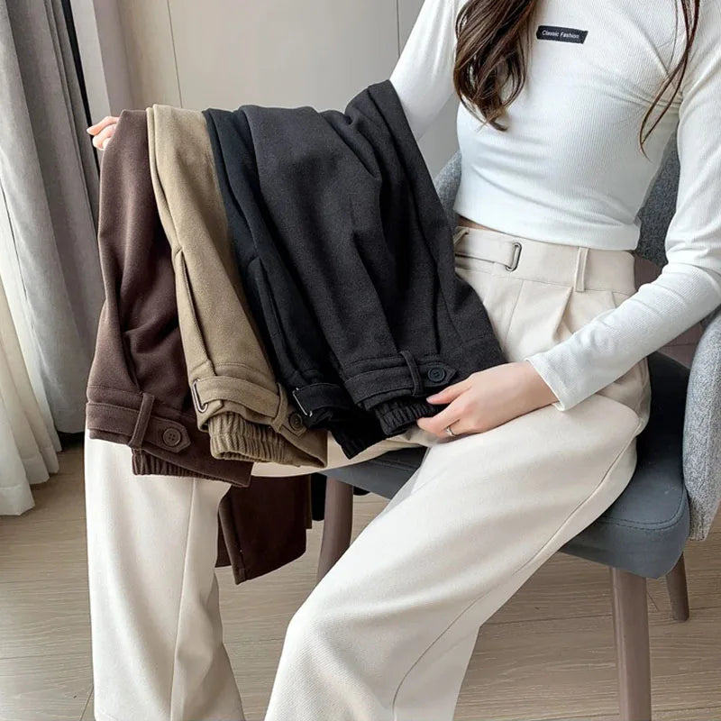 Fashion women's straight leg pants loose casual wide leg pants women straight leg small stylish senior all match all match pants