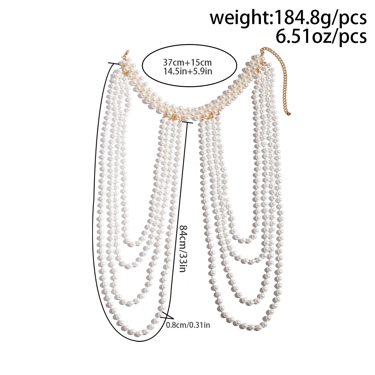 Ingemark New in 2024 Bridal Tassel Imitation Pearl Shoulder Chain Necklace for Women Elegant Shawl Wedding Jewelry Accessories