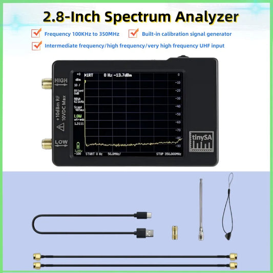 TinySA 100khz-960mhz Spectrum Analyzer, 2.8-inch Screen Mid-Frequency/High-Frequency/Very High-Frequency UHF AnaLyzer