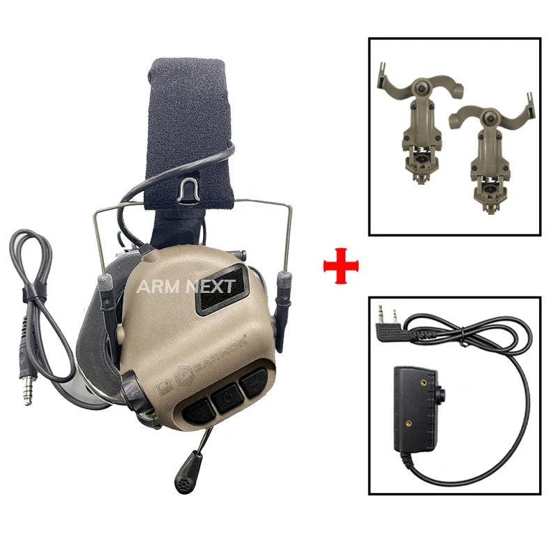 EARMOR M32 MOD4 Shooting Earmuffs Tactical Noise Reduction Headset with Helmet ARC Rail Adapter with Kenwood PTT adapter New