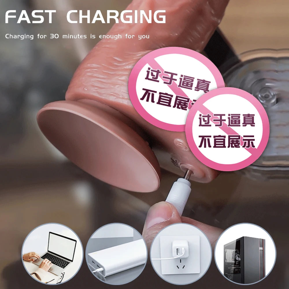 Big Dildo Vibrator Rechargeable Artificial Penis Telescopic Swing Heating Remote Silicone Dildos Control Vibrators For Women Gay