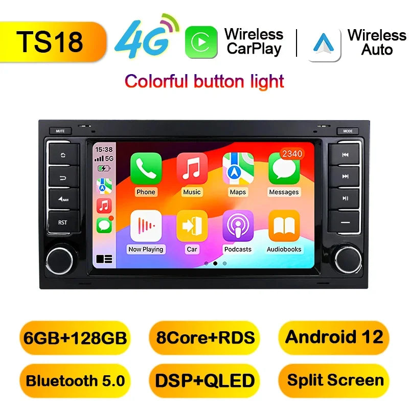 LELV 7" Android 13 Touch Screen Car Radio For Volkswagen VW Touareg Multivan T5 Transporte 2004-2011 Multimedia Player Carplay