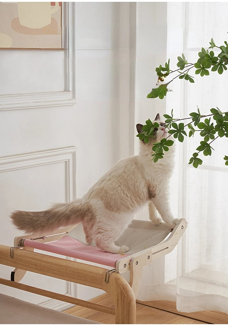 Hanging Pet Cat Bed Hammock Sofa House Furniture Kitten Indoor Washable Removable Seat Wooden Sleeping Bed Perch Shelves