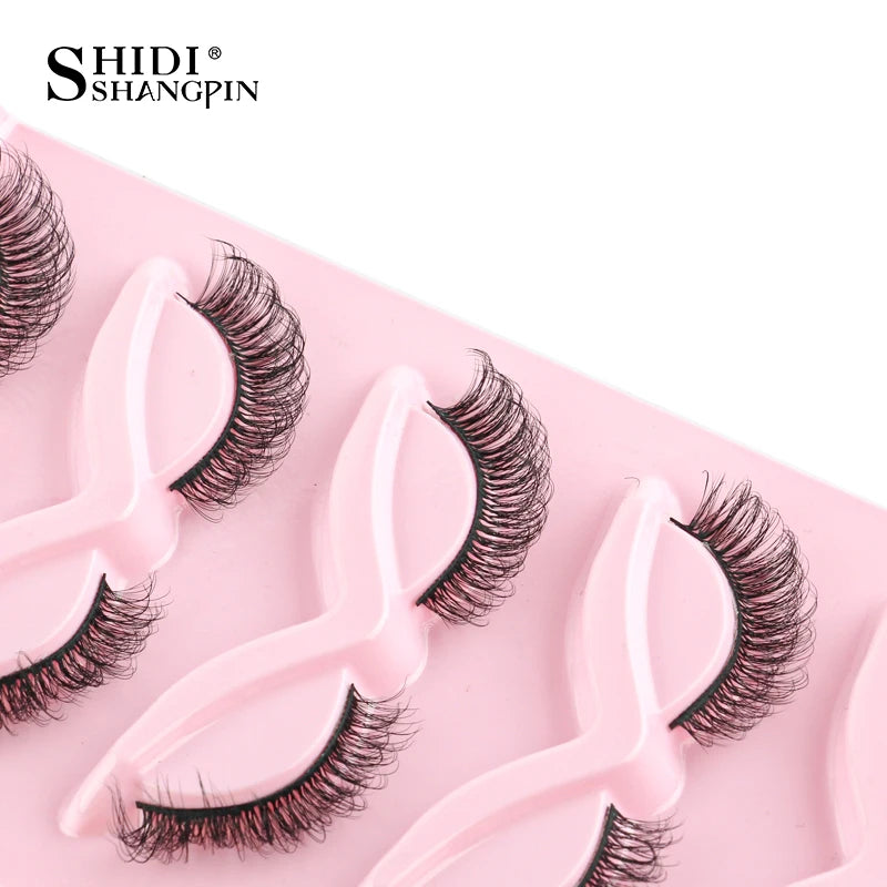 3/5 Pairs Cat Eye False Lashes Natural Short Fluffy Eyelashes Wispy Half False Eyelashes Eye End Extension Faux Mink Makeup