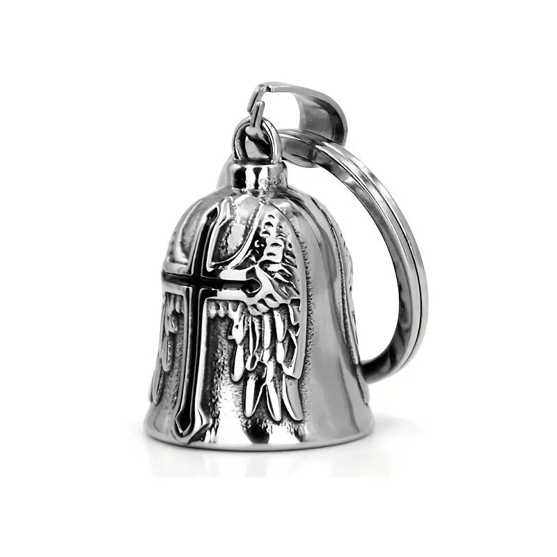 Biker Bell Carved Red Cross Wings Pendant Motorcycle Riding Bell Necklace Personality Men\'s Lucky Amulet Jewelry Wholesale