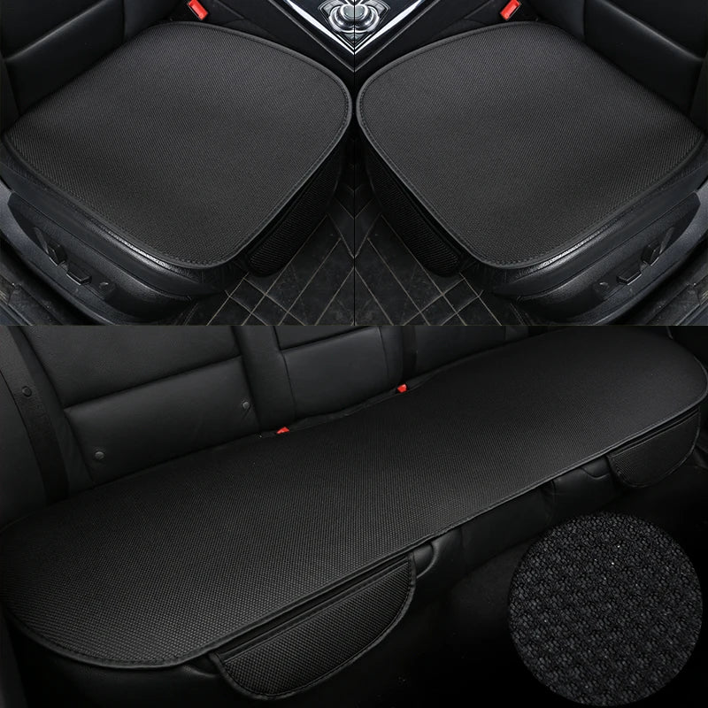 3pcs/set Car Seat Cover Cushion Ventilated Breathable Comfortable Front Back Rear Seat Protector Pad Mat Anti-skid With Pocket