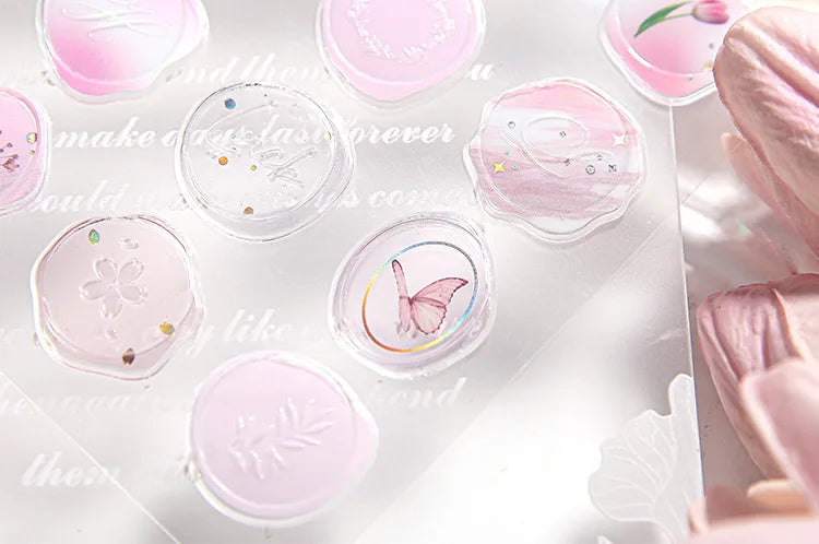 Mr.Paper 4 Style Fire Paint Seal Drip Glue Stickers Good-Looking Envelopes Sealing Paste Handbook Decoration Sticker Stationery