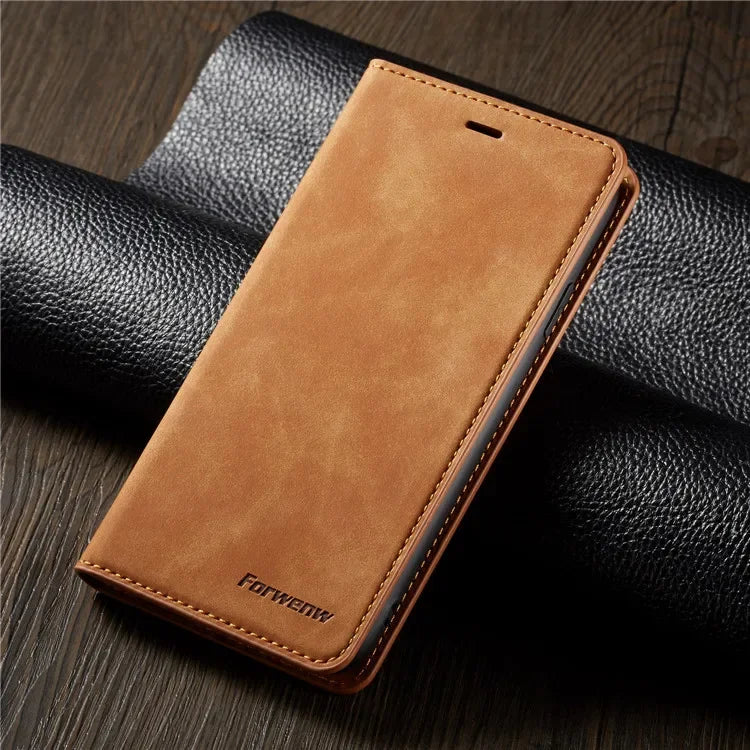 Leather Flip Phone Case For Samsung Galaxy S7 Edge S8 S9 Plus S10E S20 S21 FE S22 S23 S24 S25 Ultra Luxury Wallet Bracket Cover