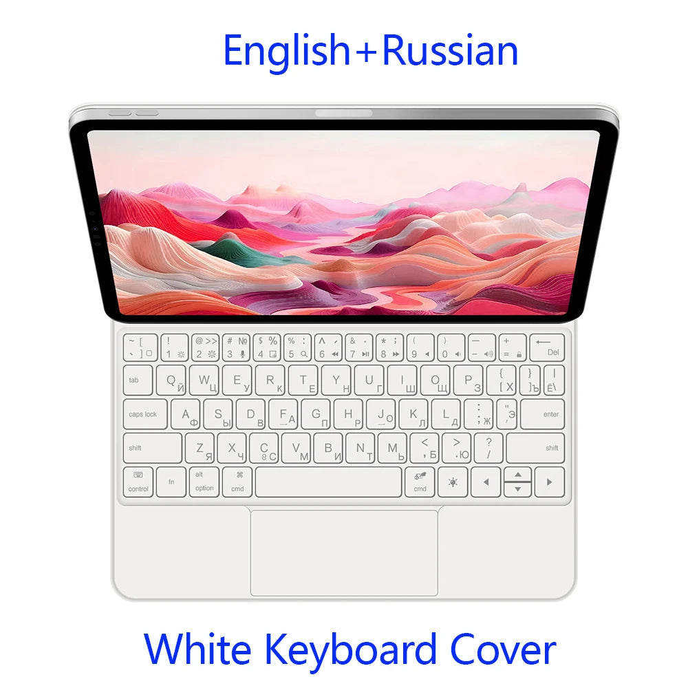 AJIUYU Magic Keyboard Folio For iPad Pro 11 inch (M4) 2024 A2836 A2837 Smart Magnetic Case Multi-touch Backlight Keyboard Cover