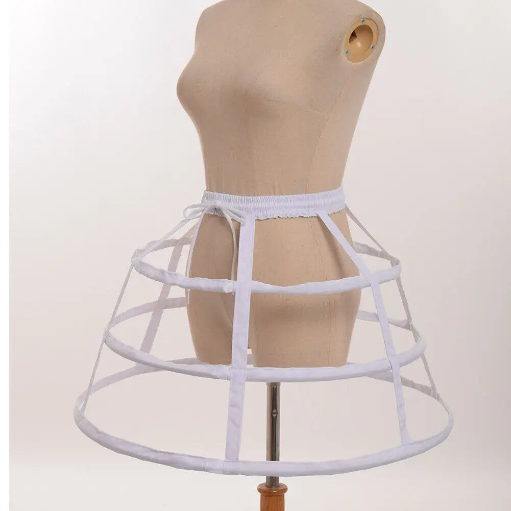 Girls 3 Hoops Crinoline Cage Bustle Petticoat Women Adjustable Pannier for dress