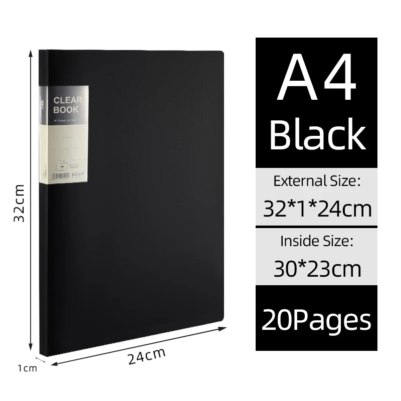 KOBEST 20/30/40/60 Pages A4 Side Transparent Thickening Folder High Quality Multi-layer File Cover Office School Supplies