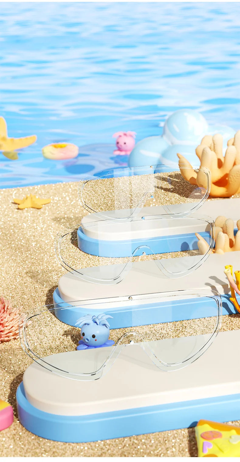 Kids Swimming Goggles Big Frame HD View Anti-fog Waterproof Children's Swim Goggles Boys and Girls Multi-color to Choose