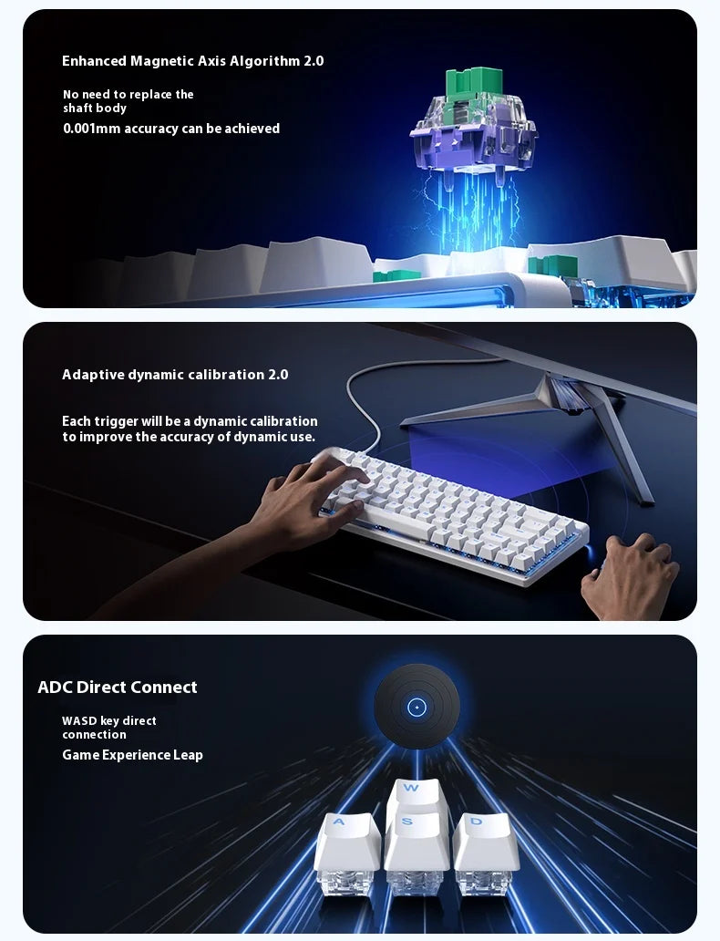 MCHOSE ACE68 Air Magnetic Keyboard Magnetic Switch 8k Polling Rate 128k Scanning Rate RGB Light Box Customized Gaming Keyboard