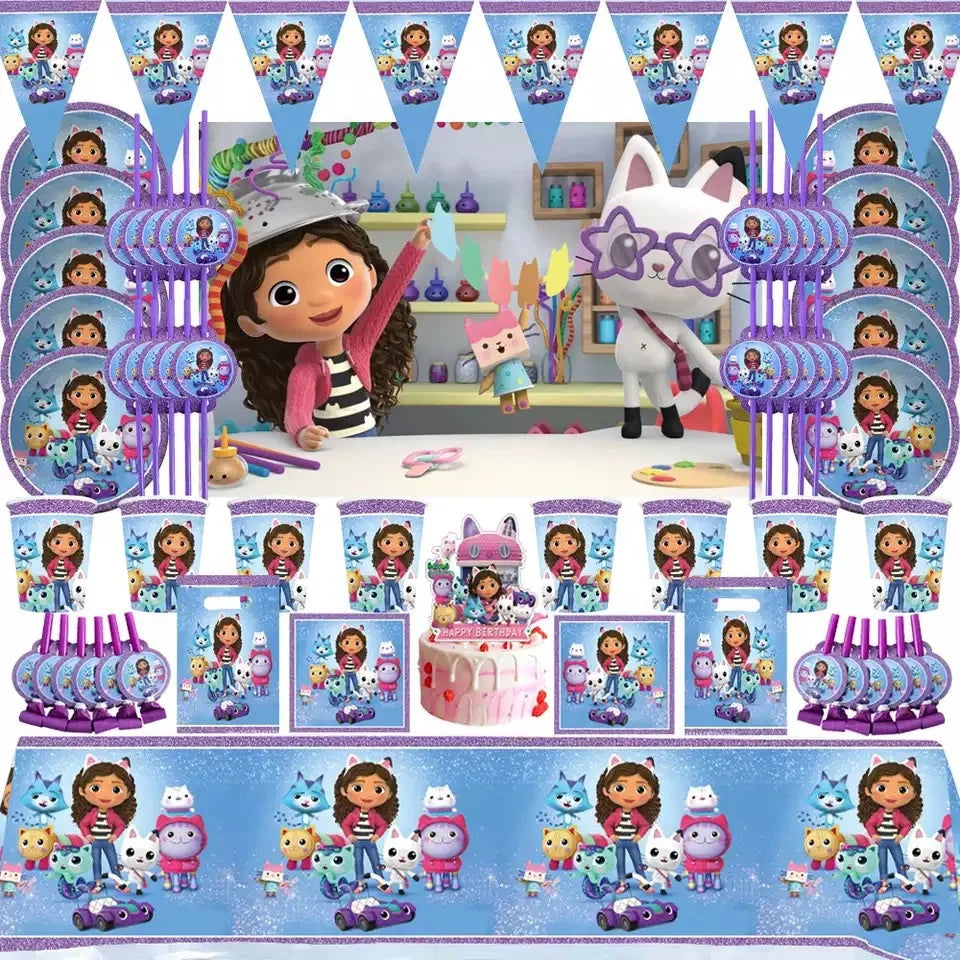 Disney Gabby's Dollhouse Birthday Party Gabby Balloon Cutlery Paper Plate Cups Paper Napkins Decorative Supplies