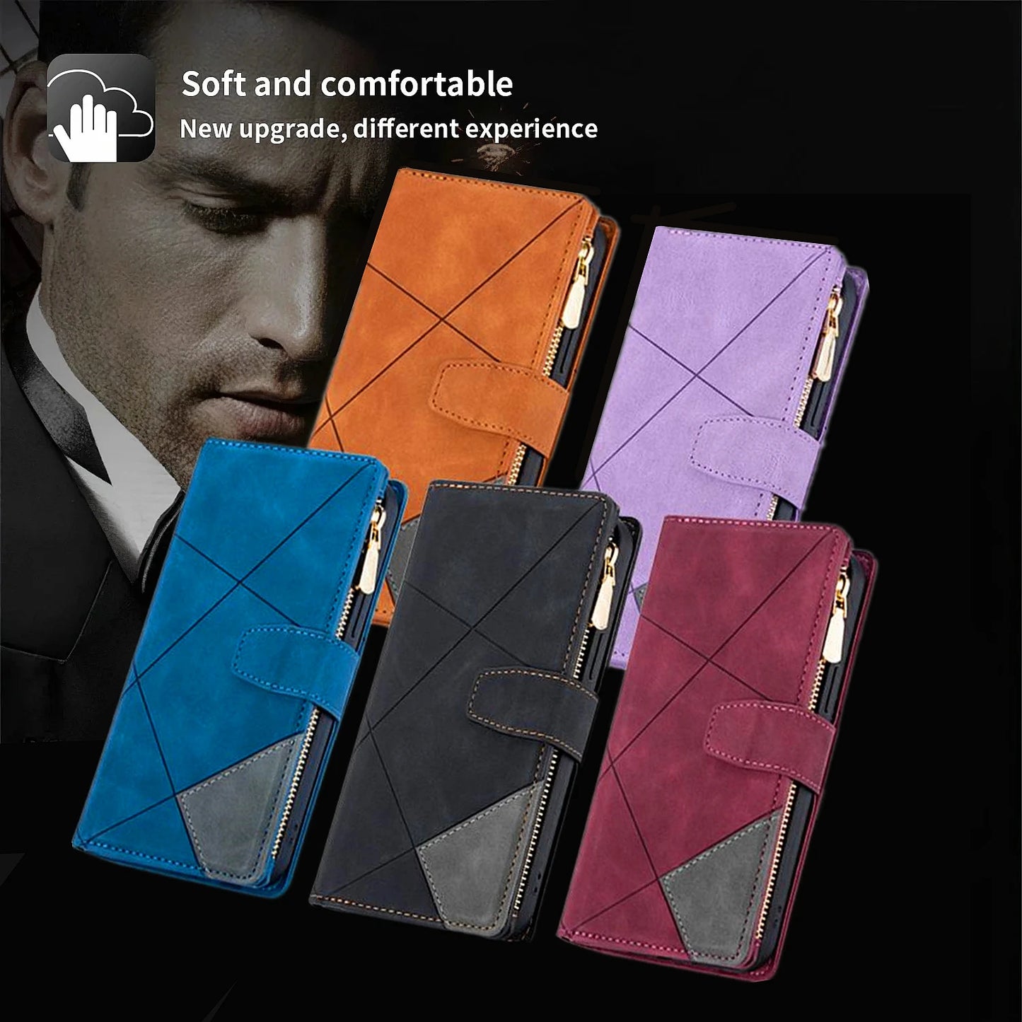 Flip Leather Case For XiaoMi 14T 13T 12T 11T 11 Lite Redmi Note 15 14 13 11S 12 Pro Plus Zipper Card Slot Wallet Bag Cover