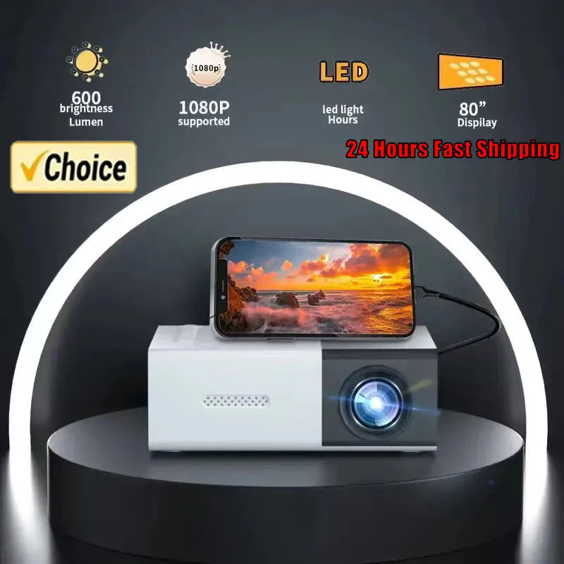 2024 New YG300 Mini LED Projector Yg300 Upgraded Version 1000 Lumen 320x240P HDMI-compatible USB Audio Home Media Player Beamer