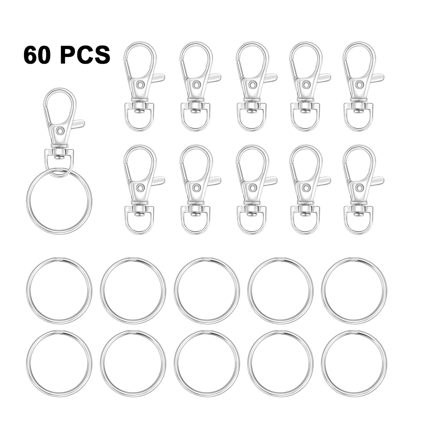 25/40/56PCS Metal Snap Hooks Buckle Belt D Rings Keychain Tri-Glides Slide Center Bar For Bag Strap Belt Key Rings Leather Strap