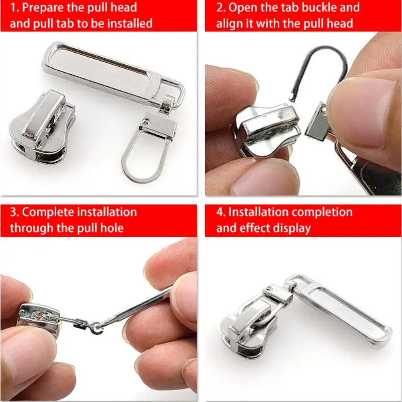 5PCS Universal Metal Zipper Pull Tap Replacement Instant Repair Zipper Head Puller For Clothing Bags DIY Sewing Zipper Sliders