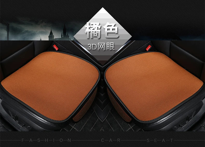 3pcs/set Car Seat Cover Cushion Ventilated Breathable Comfortable Front Back Rear Seat Protector Pad Mat Anti-skid With Pocket