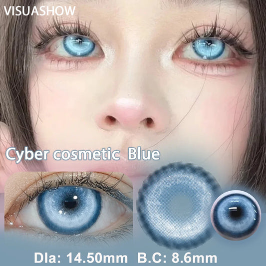 VISUASHOW Cyber Cosplay Color Contact Lenses 2Pcs Amine Cute Color Lens Half Yearly Moco Jelly Soft Colored Contact Lens for Eye