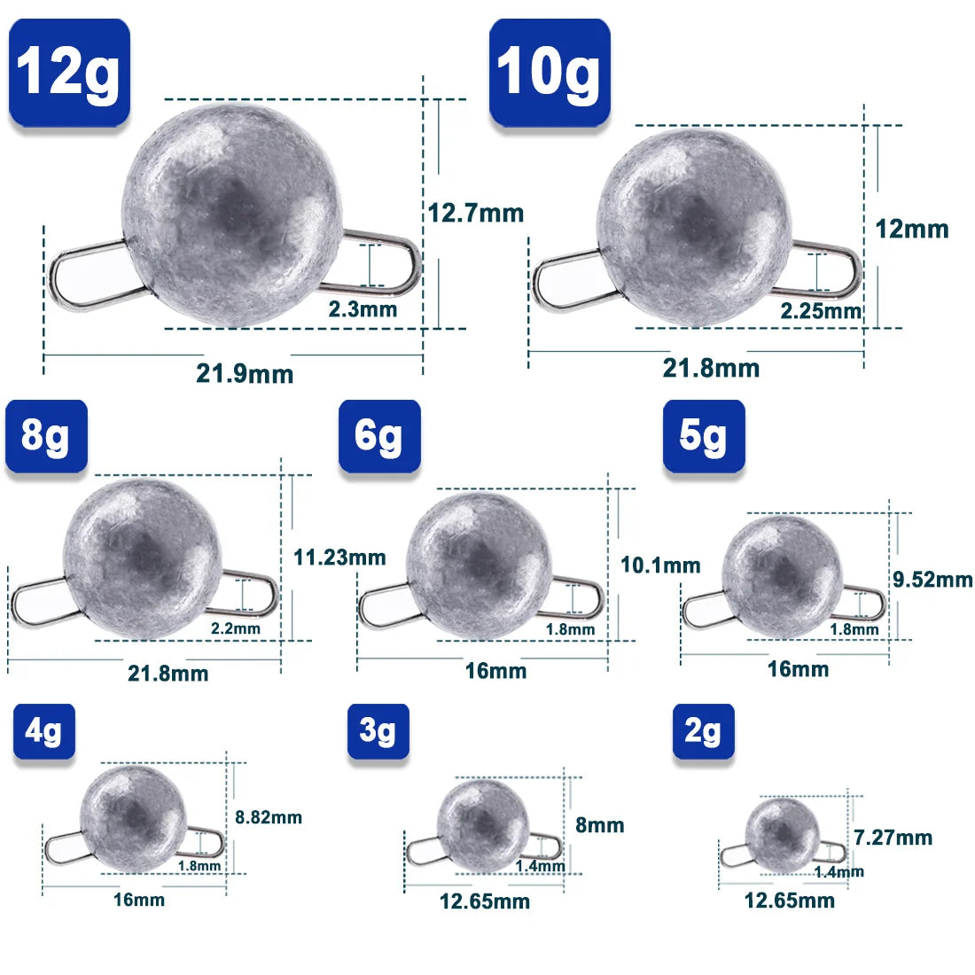 9KM 10Pcs Cheburashka Weights Cheb Ball Sinkers Hook Connector Freshwater