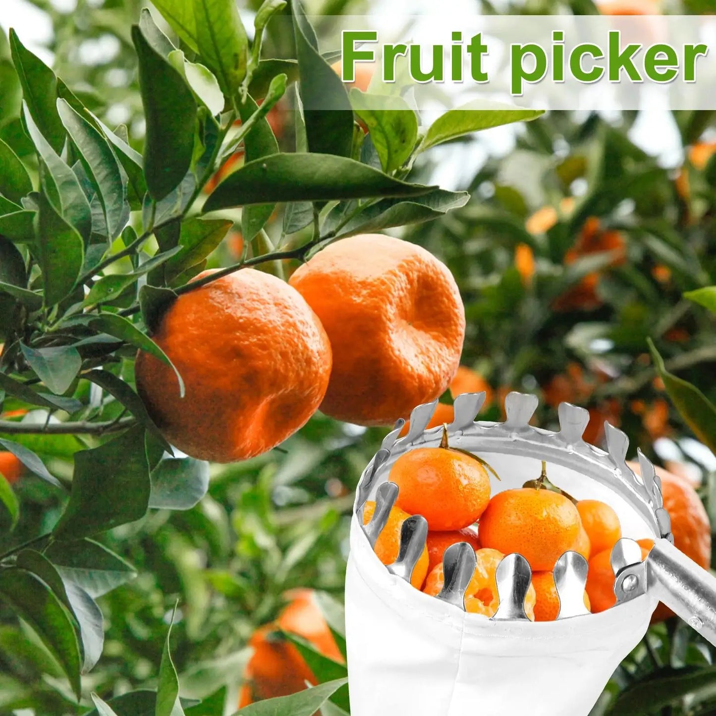 Fruit Picker Machine Stainless Steel Splicing Rod Fruit Picking Tools Pick Apple Pear Lemon and Avocado for Farm Orchard Tools