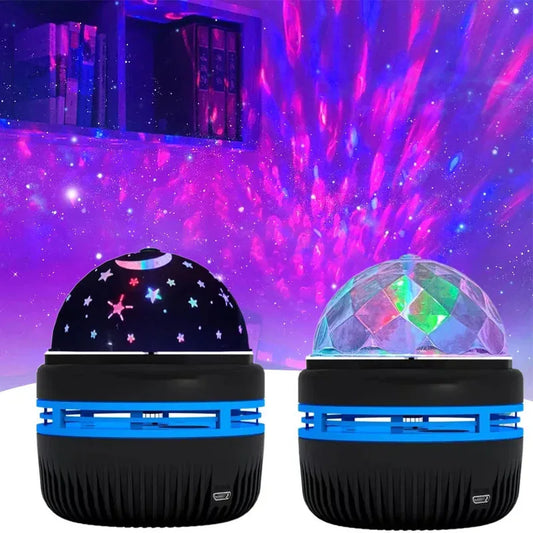 Colorful Starry Sky Party Lamp USB Christmas LED NightLights Auto Rotate Magic Ball Moon Galaxy Home Atmosphere Light Kids gifts