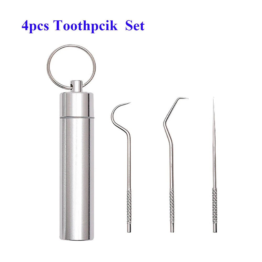 Replaceable Dental Floss Stainless Steel Y Shape Floss Holder Reusable Toothpick Portable Hilo Dental Floss Dental Teeth Sticks