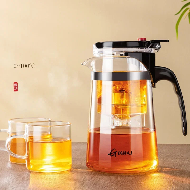 Teapot With Infuser Thickened Glass Heated Resistant Tea Pot One-button Filtering Tea Separation Kettle Tea Coffee Maker