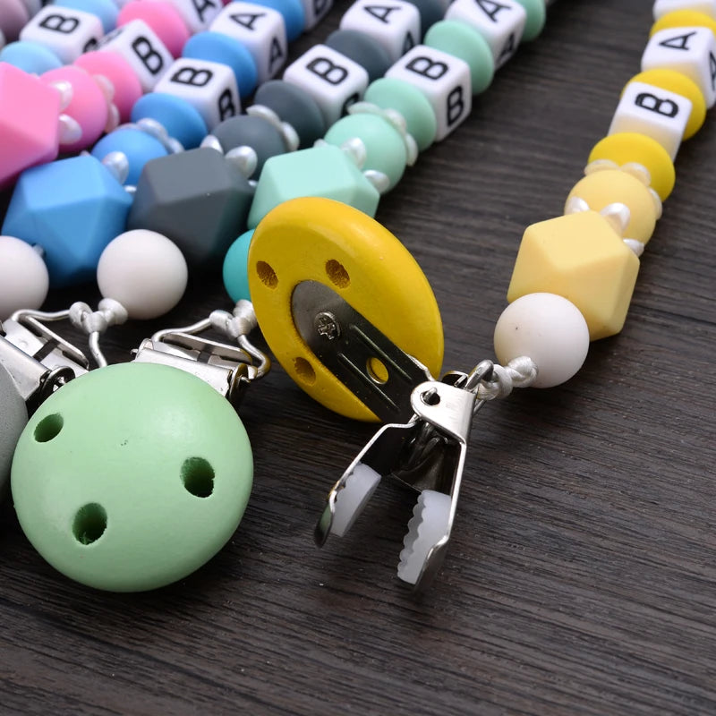 New Baby Crown Pacifier Clips Silicone Pacifier Chains Handmade Toddler Teething Chain Nipple Clip Chew Toys Not Customized