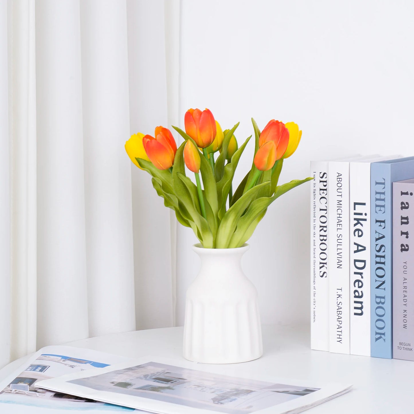 5pcs Artificial Tulip Bouquet Silicone Fake Flowers Party Decoration Living Room Table Centerpiece Floral Arrangement Decoration