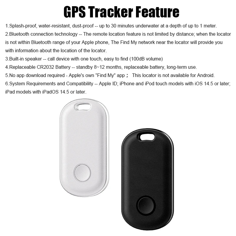 Smart Bluetooth GPS Tracker Work with Apple Find My APP ITag Anti Lost Reminder Device MFI Rated Locator Car Key Pet Kids Finder