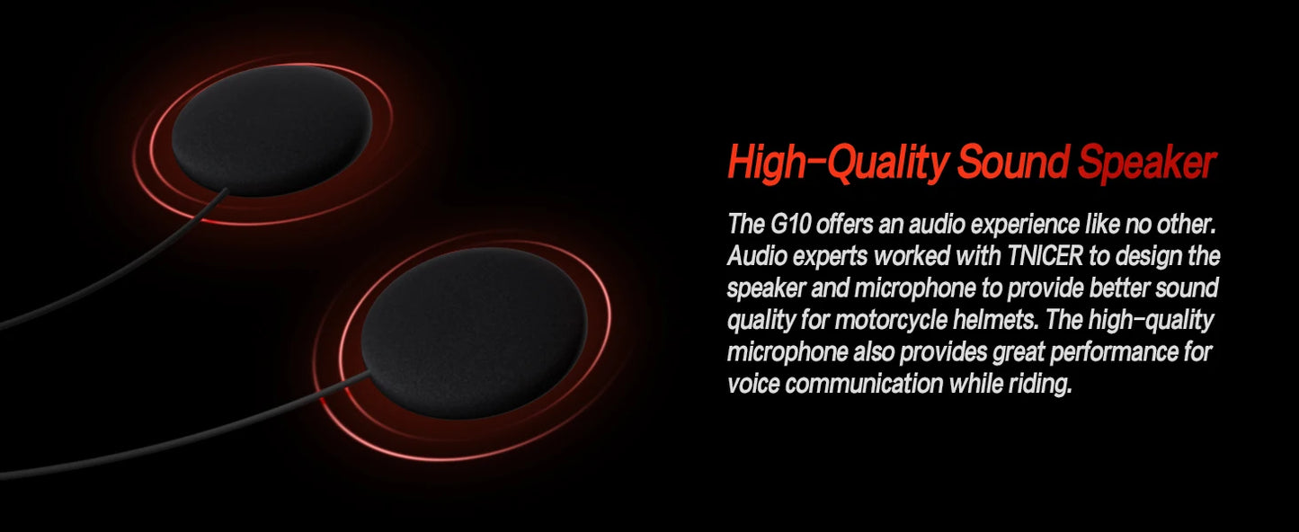TNICER G10 Motorcycle Intercoms Helmet Bluetooth Headset for 8 Riders with 2K Wifi Video Recorder Camera, BT 5.2, Music Share,FM